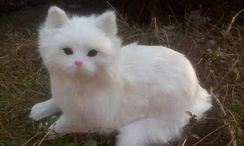 big simulation cat polyethylene & fur lying white cat model gift about 30x16x16cm174