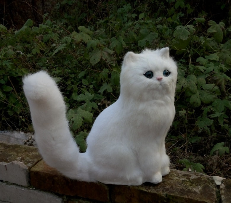 big simulation white cat toy polyethylene & furs sitting cat model gift about 31x21cm 1190