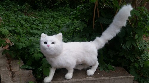big simulation white cat polyethylene & furs standing pose cat home decoration gift about 50x25x29cm 164
