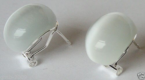 30% off wb004 Silver Natural Wthie Opal Cat Eye Stone Stud Earrings NEW -Top quality Fast shipping