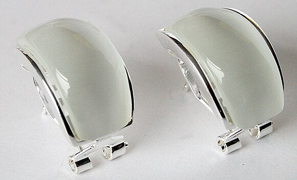 30% off Lady's charm 925 Sterling Silver 13*20mm Natural Clear White Cat Eye Opals Stud Earrings 5.29 -Top quality Fast shipp