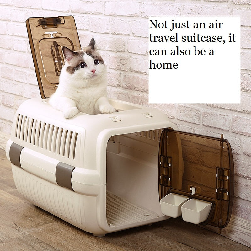 Cat Air Plane Transport Box Breathable Cat Puppy Dog Pet Travel Carrier Box For Cats And Small Dogs Pet Cat Cage WLYANG