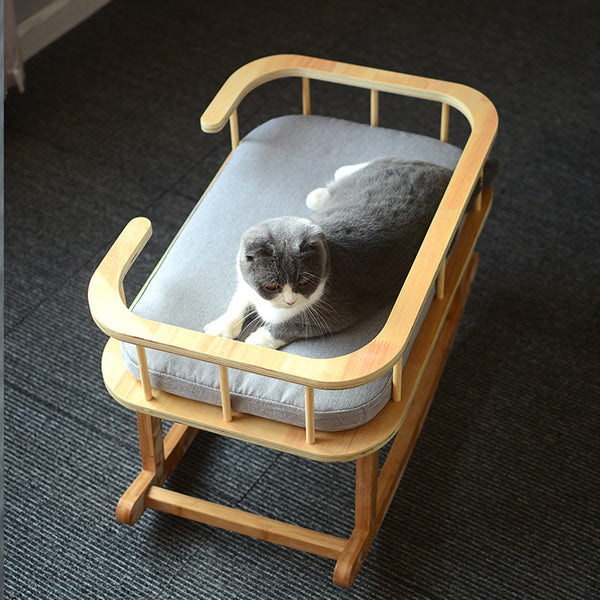 Big Pet Rocking Cradles Solid Wood Dog House Cat Beds Comfortable Rocking Sofa Bed for Cat Kennel Slepping Bed Sofa Kitten House
