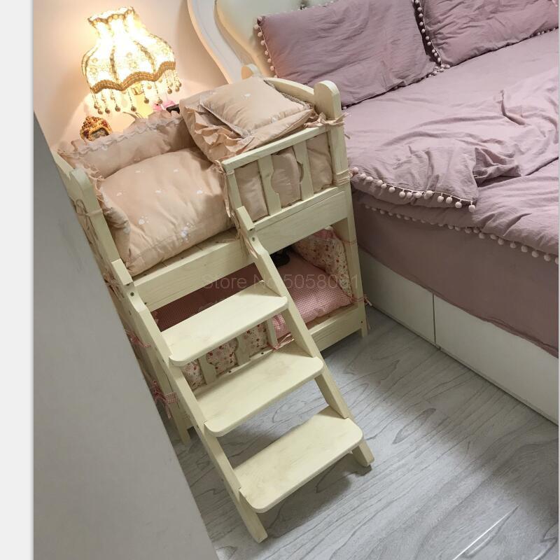 Kennel Teddy pet nest dog bed cat litter solid wood pet supplies wooden mat bunk bed
