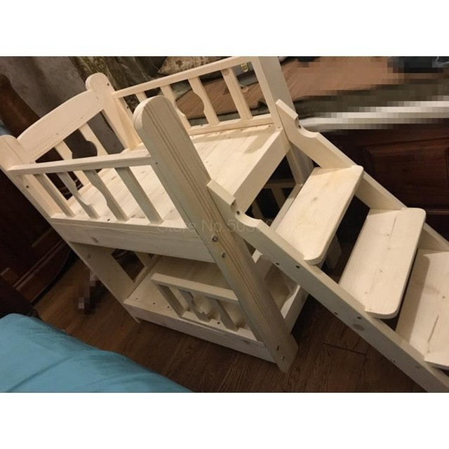 Kennel Teddy pet nest dog bed cat litter solid wood pet supplies wooden mat bunk bed