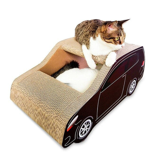Newest Cat Interactive Toy Car Shape Corrugated Paper Catnip Scratch Climbing Board Cat Teaser Toy Pet Supplies Pet Cat Nest Toy