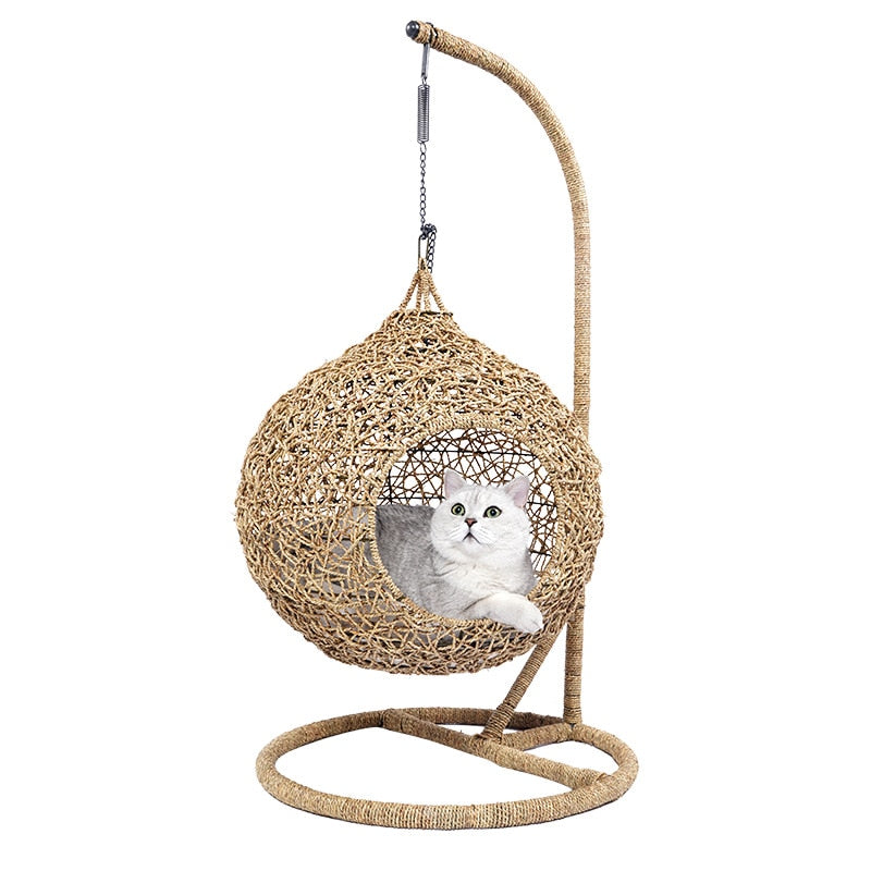 Cat Luxury vine bed house cat hammock with cushion kitten house pet accessories pet hanging bed frame  cat home goods basket