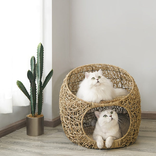 Cat Luxury vine bed house cat hammock with cushion kitten house pet accessories pet hanging bed frame  cat home goods basket