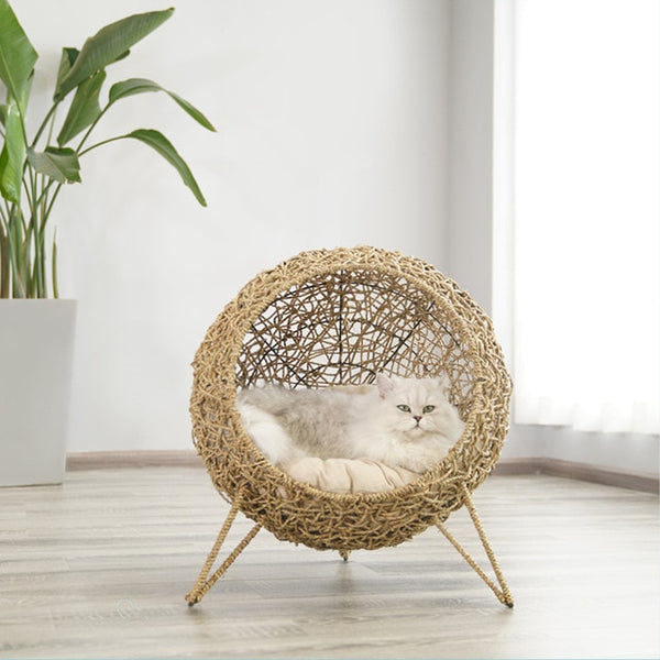 Cat Luxury vine bed house cat hammock with cushion kitten house pet accessories pet hanging bed frame  cat home goods basket