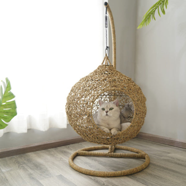 Cat Luxury vine bed house cat hammock with cushion kitten house pet accessories pet hanging bed frame  cat home goods basket