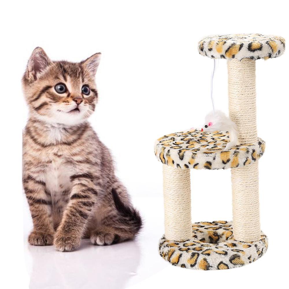 3 Layers Leopard Printing Cat Jump Climbing With Hanging Mouse Cats Climb Frame Furniture Scratchers Kitten Cat Playing Toy