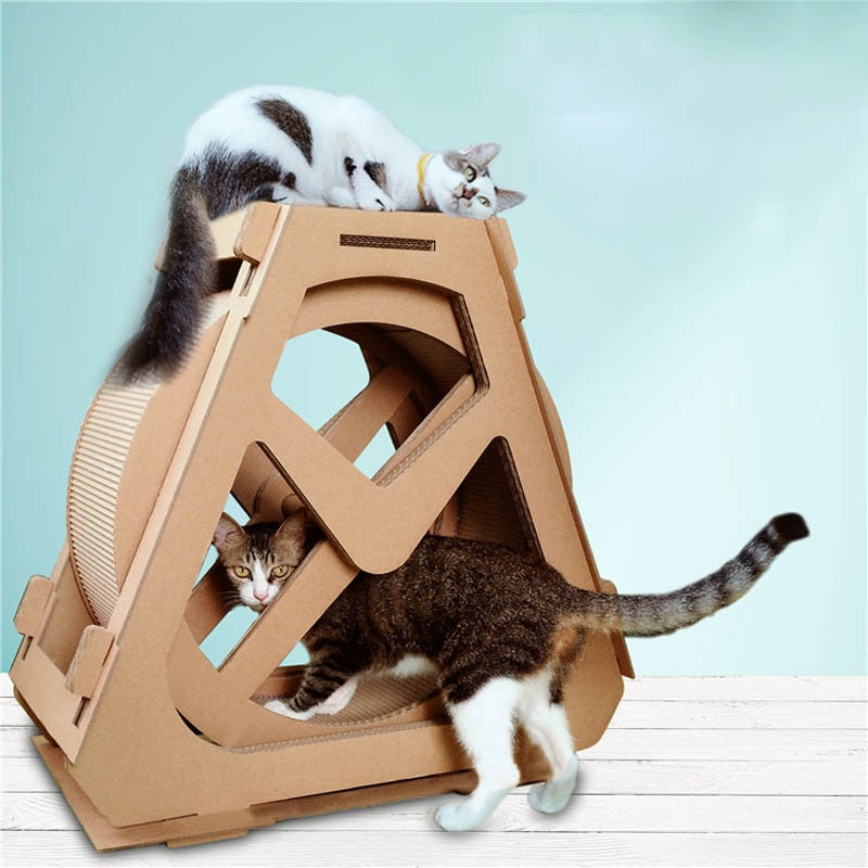 Cat Treadmills Ferris Wheel Pet Furniture Cat Scratching Board Grabbing Shelf Wheel Rotationcat Scratch Tower Creative Climbing