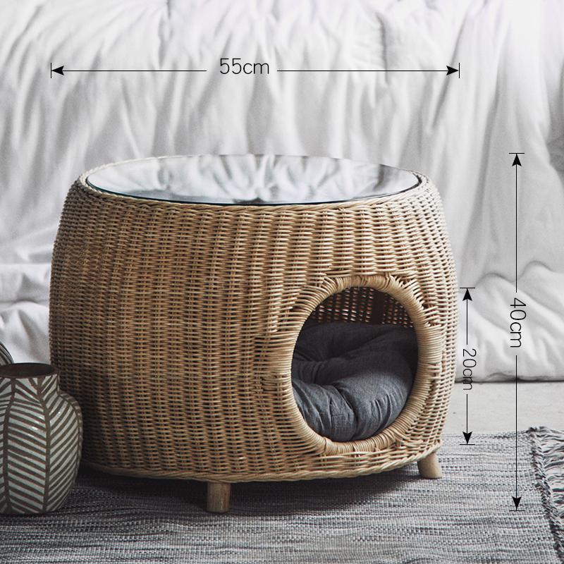 Cat litter rattan cat room cat villa pet dog nest small dog Teddy cat sharing coffee table four seasons universal