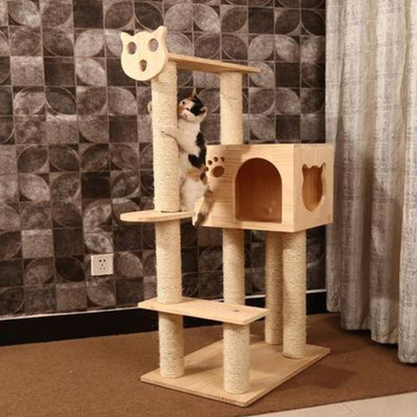 HEYPET Cat Tree Tower Furniture Kitten Playhouse Perches Platforms Ladders Cat Tree Sisal Scratching Post Climbing Frame Pet