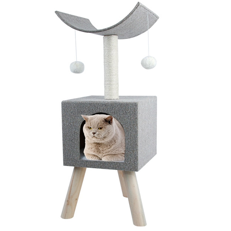 HEYPET Cat Scratching Post Large Climbing Frame for Cat KitternToys House Multi-functional Cat Tree Board Condo Furniture