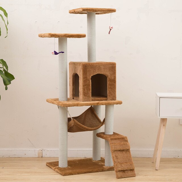 Pet Supplies Cat Toy Climbing Frame Cat Scratch Board Tree Nest Hammock 23S Cat Tunnel Tower Velvet Good Quality cage