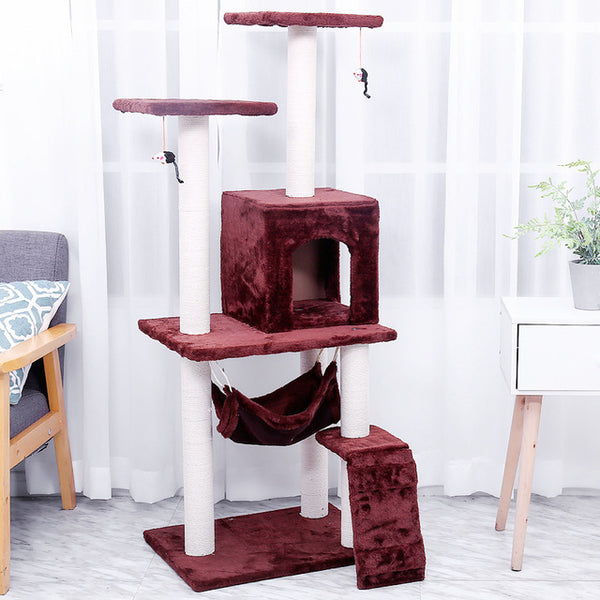 Pet Supplies Cat Toy Climbing Frame Cat Scratch Board Tree Nest Hammock 23S Cat Tunnel Tower Velvet Good Quality cage