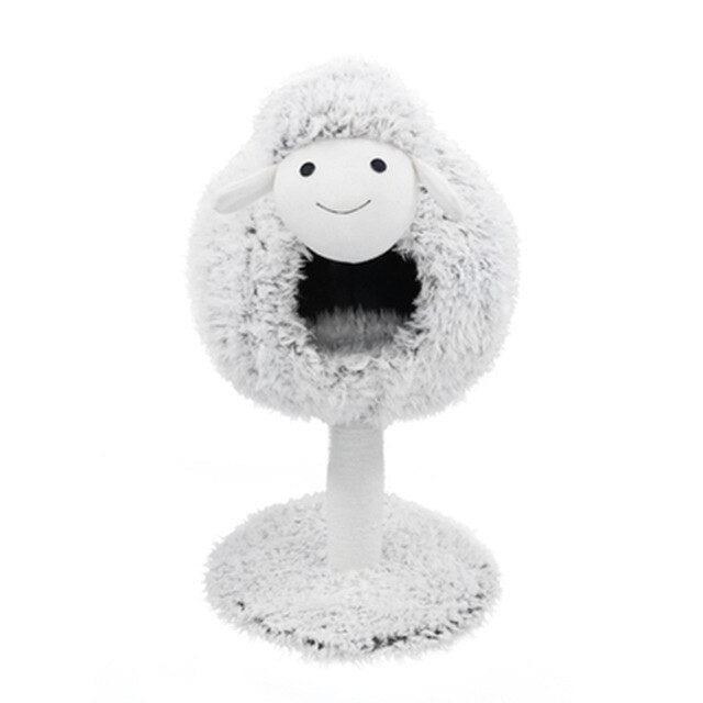HEYPET Cat Climbing Frame Sheep Shape Cat Bed Cat House Tree Cat Scratched Toy Pet Furniture Scratched Wooden Tree Cat Jumping