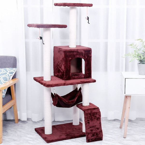 HEYPET Cat Toy Scratching H125CM Wood Climbing Tree Cat Jumping Standing Frame Cat Bed Furniture Pet Supplies