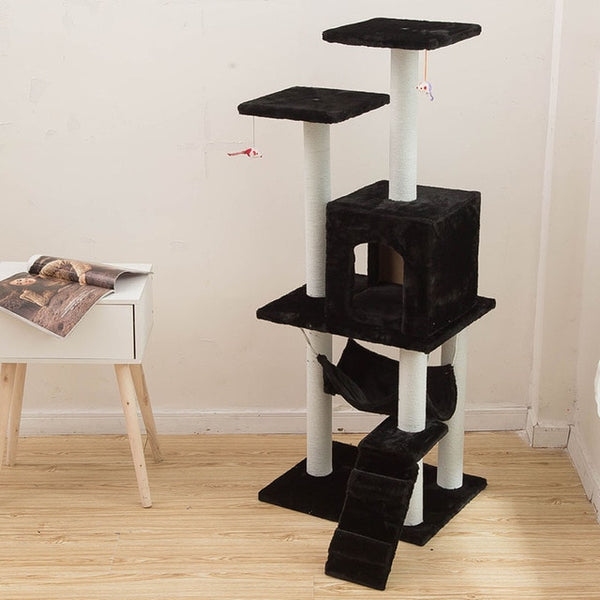 HEYPET Cat Toy Scratching H125CM Wood Climbing Tree Cat Jumping Standing Frame Cat Bed Furniture Pet Supplies