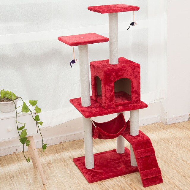 HEYPET Cat Toy Scratching H125CM Wood Climbing Tree Cat Jumping Standing Frame Cat Bed Furniture Pet Supplies