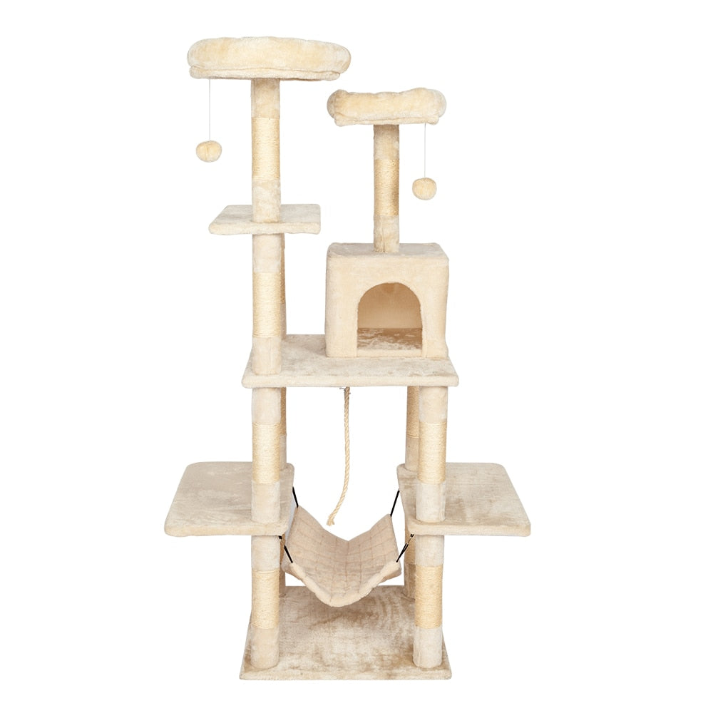 Cat Tree Tower With Apartment Two Platforms Sisar Scraper And Hamok Pet House Funifel Cat Activity Tower
