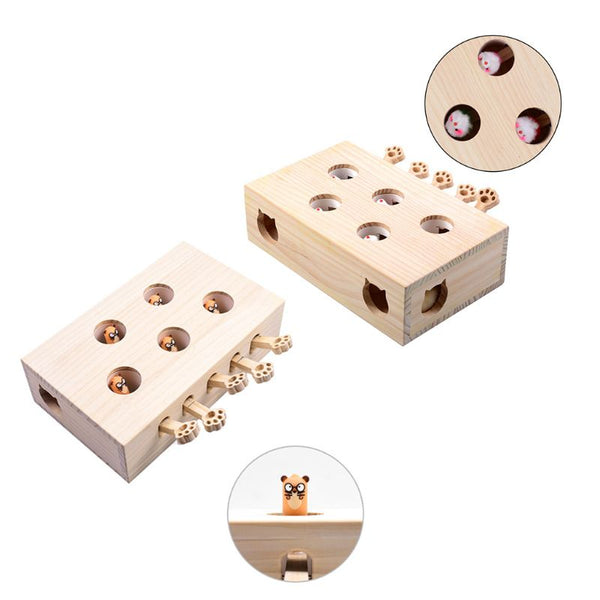 Pet Hamster Cat Hunting Toy with 5-holes Mouse Hole Cats Catch Bite Interactive Toys