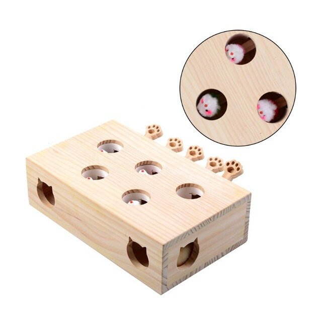 Pet Hamster Cat Hunting Toy with 5-holes Mouse Hole Cats Catch Bite Interactive Toys