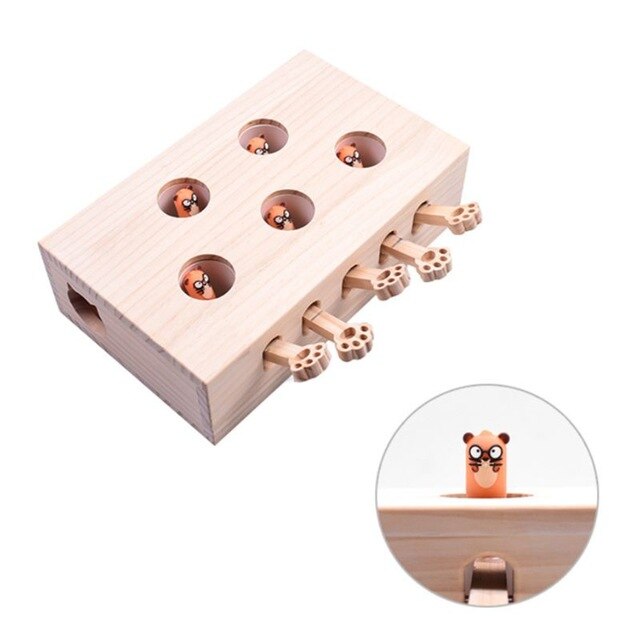 Pet Hamster Cat Hunting Toy with 5-holes Mouse Hole Cats Catch Bite Interactive Toys