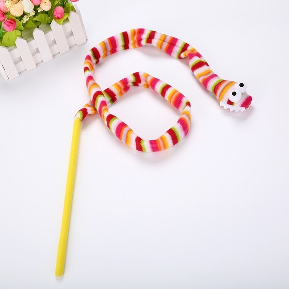 Cartoon Snake Teaser Wand Plastic Pet Toys Cat Toys Cute Funny Colorful Rod For Cats Interactive Stick Cat Supplies
