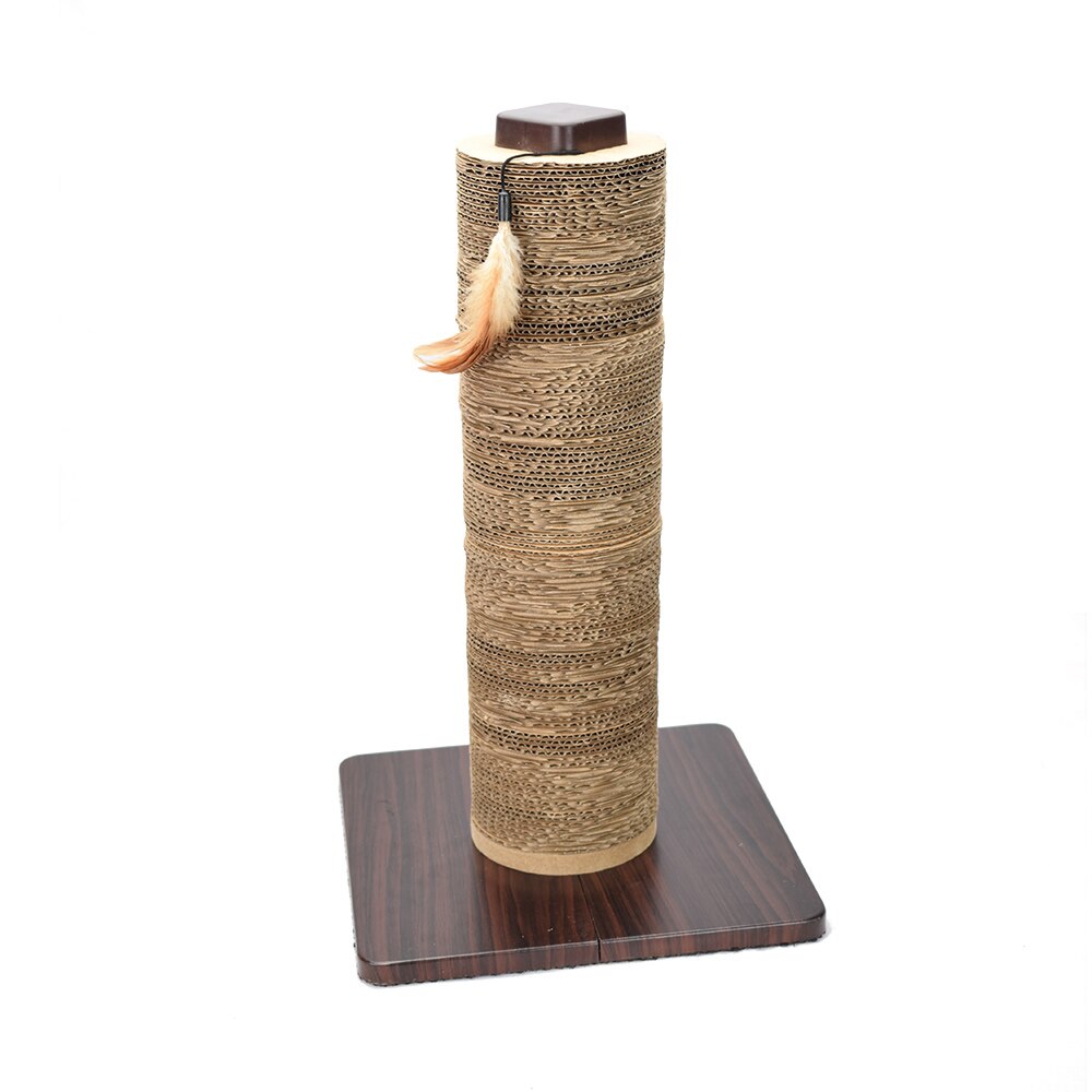 Cat Play Toys Corrugated Paper Cat Scratcher with Feather  For Kitten Catnip Cat Scratching Pad Board Mat Scratcher
