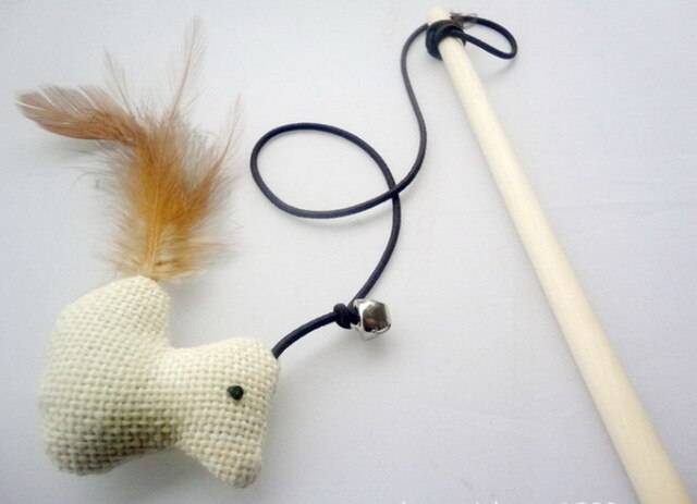 DHL 200pcs Funny Mouse Cat Toy Teaser Wand Feather Playing Cat Toys For Cats Kitten Plush Ball Interactive Scratch Stick