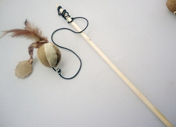 DHL 200pcs Funny Mouse Cat Toy Teaser Wand Feather Playing Cat Toys For Cats Kitten Plush Ball Interactive Scratch Stick