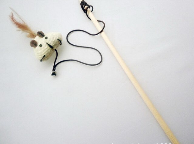 DHL 200pcs Funny Mouse Cat Toy Teaser Wand Feather Playing Cat Toys For Cats Kitten Plush Ball Interactive Scratch Stick