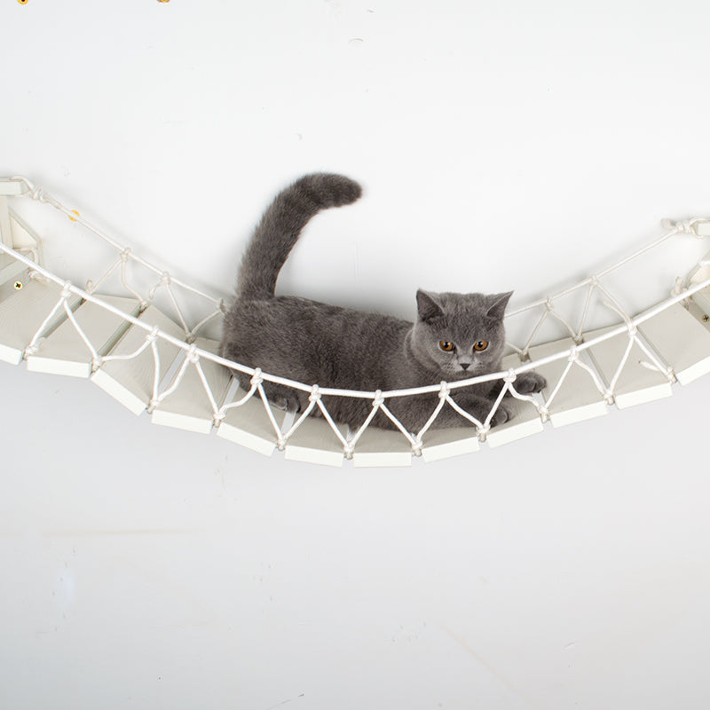 Cat Wall Mount Wood Ladder Cat Scratcher Post Tree Kitten Climbing Bridge Lounge Pet Cat Bed Cat Furniture Jumping Platform