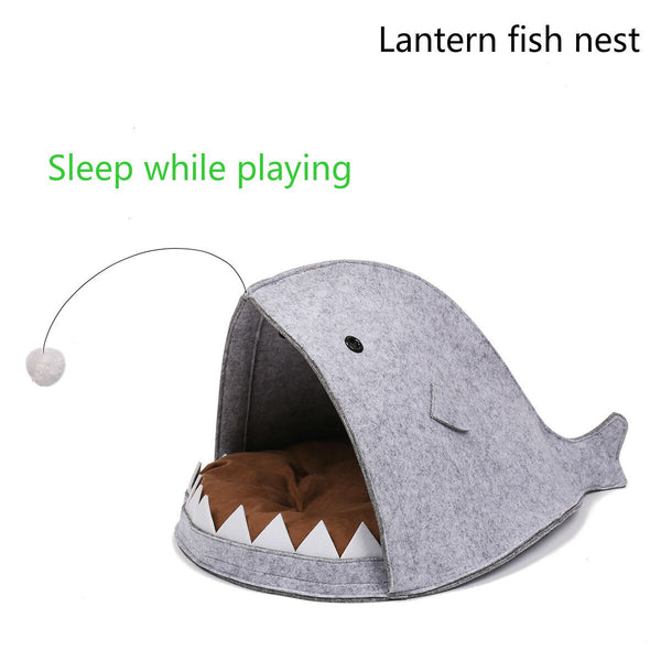 Pet supplies toys removable washable sleeping bag four seasons house dog lantern fish cat litter gray resistant to scratch bite