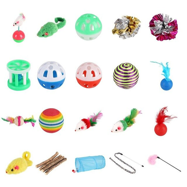 20/21Pcs Pet Dog Cat Toys Set Assorted Teaser Cats Exercise Toys Chew Ball Dog Toys Tooth Grinding & Training Pet Toy Supplies