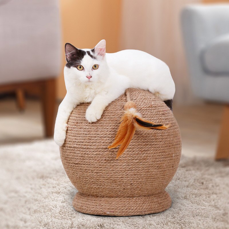 Pet Cat Large Corrugated Sisal Claws Scratching Post Round Board Ball Toy DNJ998