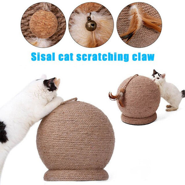 Pet Cat Large Corrugated Sisal Claws Scratching Post Round Board Ball Toy DNJ998