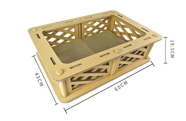 Pet toy cat scratch board, corrugated paper, summer diy cat litter rectangle with guardrail, give cat grass