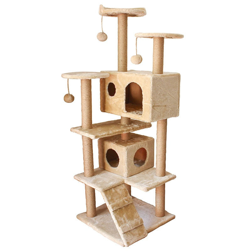 Add velvet cat cage villa luxury large cat toys with kitten scratch board cat climbing frame cat tunnel