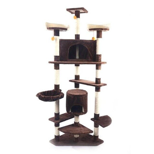 M9c 52" Sisal Cat Climbing Frame Cat Tree Cat Toy Brown Can Be Used As a Climbing Toy Or Bed For Cats Versatile And Practical