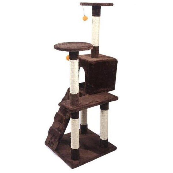 M9c 52" Sisal Cat Climbing Frame Cat Tree Cat Toy Brown Can Be Used As a Climbing Toy Or Bed For Cats Versatile And Practical