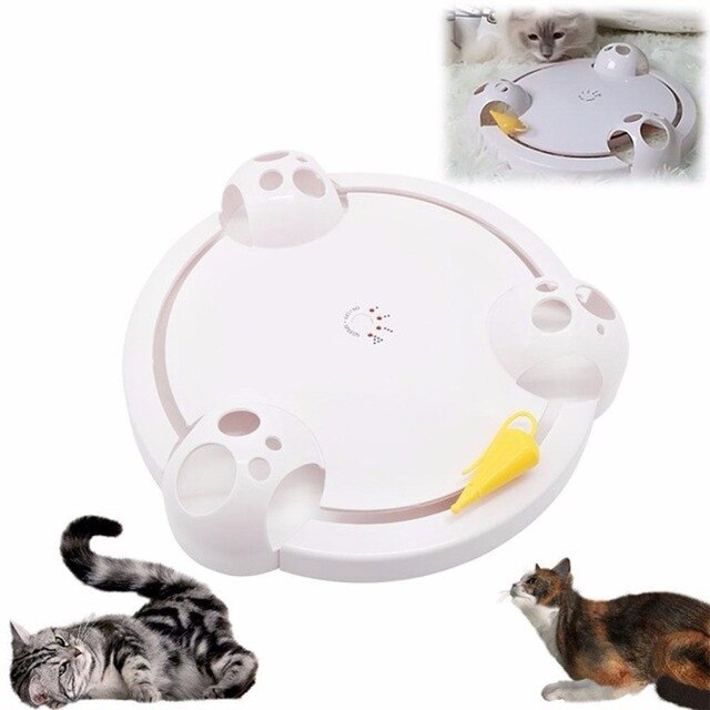 Adeeing Electric Cat Scratch Mouse Game Disc Pet Toy Joy Disc Mouse Turntable Cat Scratch Board Amusement Plate