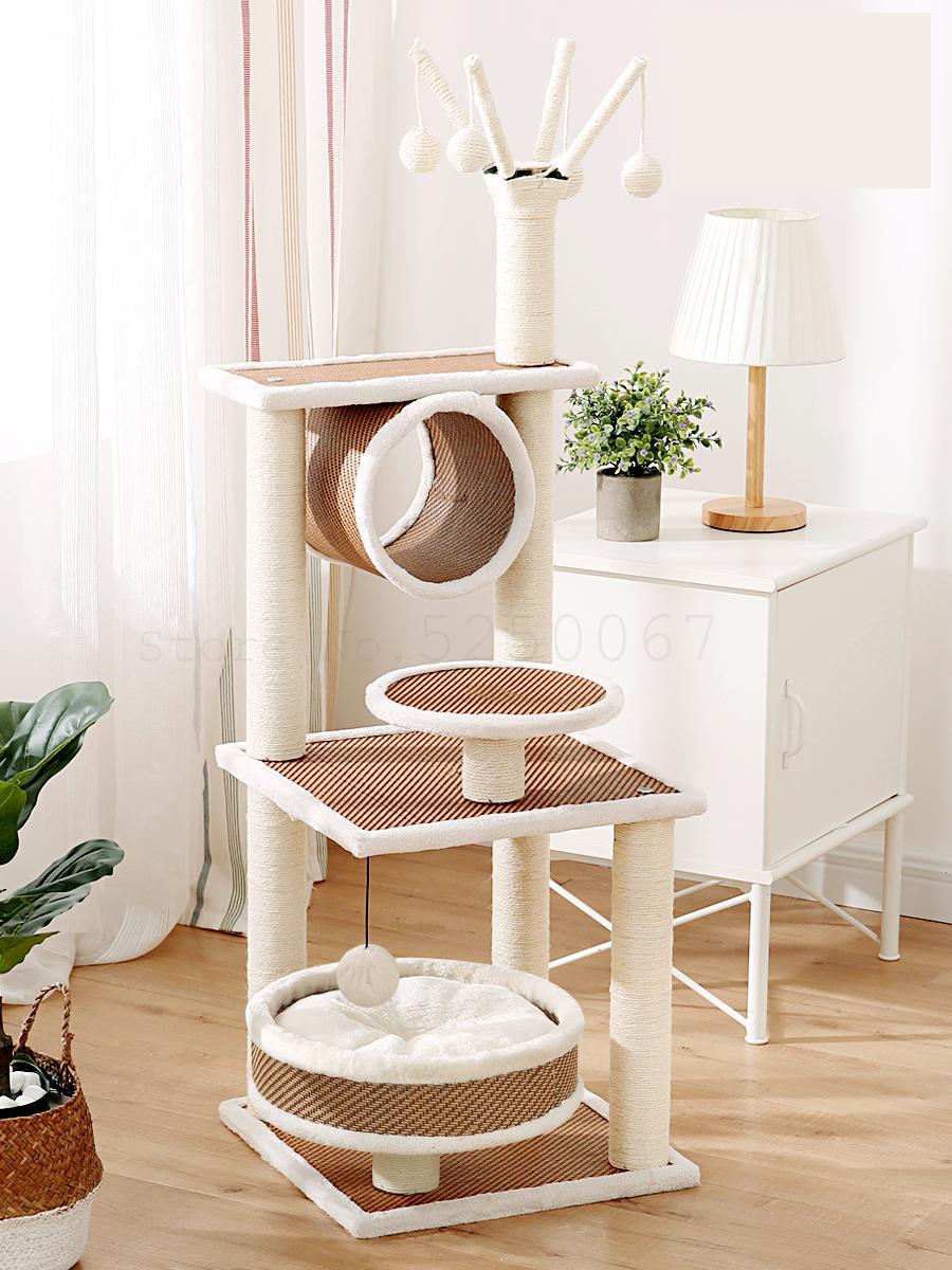 The Cat Climb A Small Sisal Cat Climbing Frame Cat Litter Cat Tree Wood Platform Cat Scratch Board Luxurious Bamboo Toys