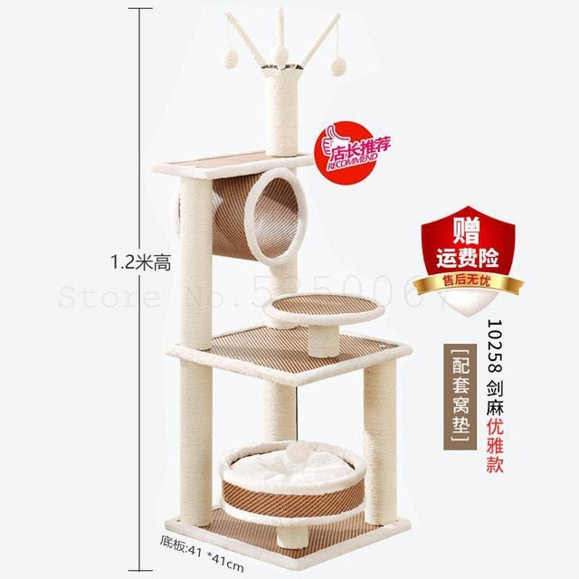 The Cat Climb A Small Sisal Cat Climbing Frame Cat Litter Cat Tree Wood Platform Cat Scratch Board Luxurious Bamboo Toys