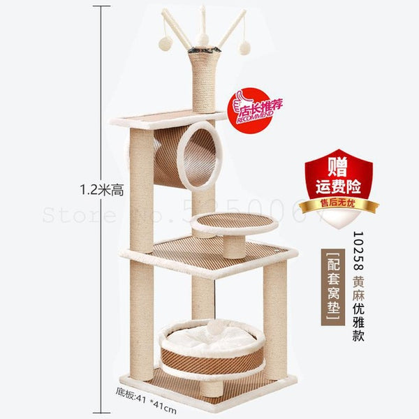 The Cat Climb A Small Sisal Cat Climbing Frame Cat Litter Cat Tree Wood Platform Cat Scratch Board Luxurious Bamboo Toys