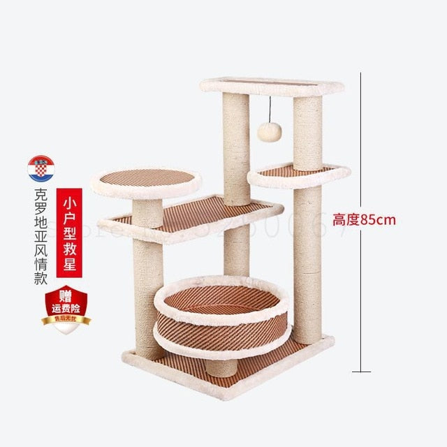 The Cat Climb A Small Sisal Cat Climbing Frame Cat Litter Cat Tree Wood Platform Cat Scratch Board Luxurious Bamboo Toys