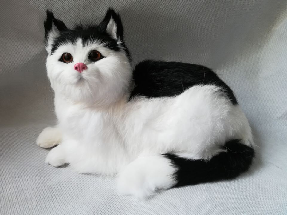 lifelike black cat 30x16cm hardmodel polyethylene&furs cat handicraft home decoration Xmas gift b2885