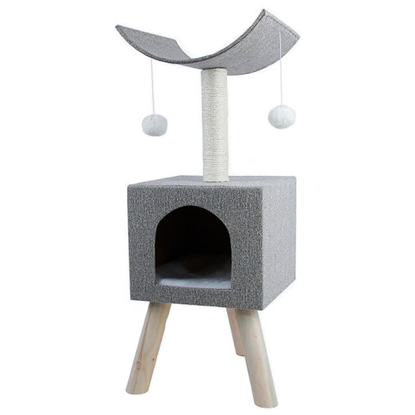 Cats Tree House with Hanging Ball Cat Toy Furniture Scratch Solid Woods for Cats Climbing Frame Condos Luxury Scratching Post La